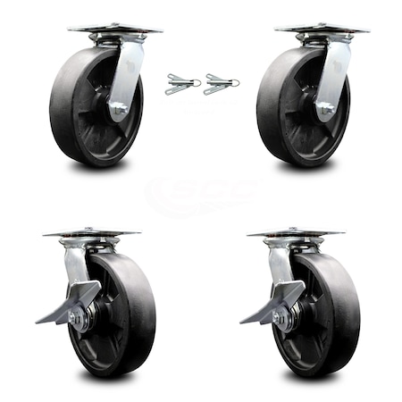 Service Caster 8 Inch Glass Filled Nylon Swivel Caster Swivel Locks 2 Brakes SCC, 2PK SCC-35S820-GFNR-BSL-2-SLB-2